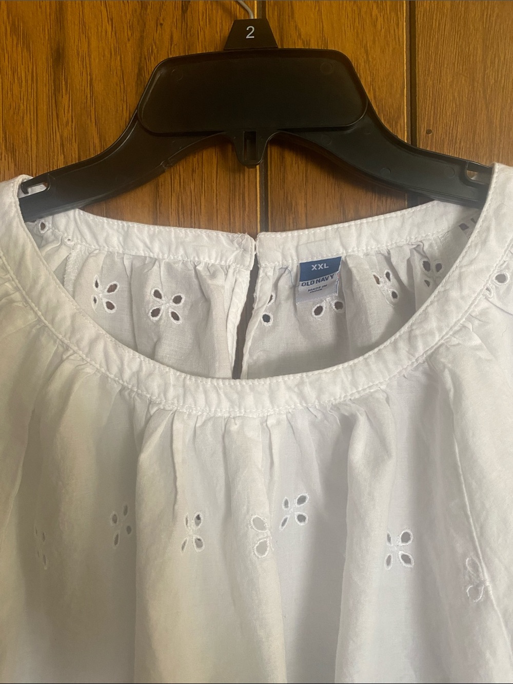 Old Navy White Eyelet Peasant Blouse - Picture 2 of 4